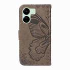 For Xiaomi Redmi 13C / Poco C65 Swallowtail Butterfly Embossed Leather Phone Case(Grey) - 3