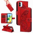 For Xiaomi Redmi A1 Swallowtail Butterfly Embossed Leather Phone Case(Red) - 1