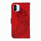 For Xiaomi Redmi A1 Swallowtail Butterfly Embossed Leather Phone Case(Red) - 3