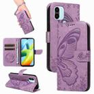 For Xiaomi Redmi A1+ Swallowtail Butterfly Embossed Leather Phone Case(Purple) - 1