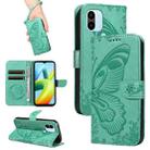 For Xiaomi Redmi A1+ Swallowtail Butterfly Embossed Leather Phone Case(Green) - 1