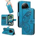 For Xiaomi Redmi A3 Swallowtail Butterfly Embossed Leather Phone Case(Blue) - 1