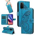 For Xiaomi Redmi K40 / K40 Pro Swallowtail Butterfly Embossed Leather Phone Case(Blue) - 1