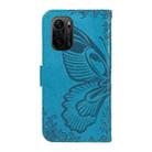 For Xiaomi Redmi K40 / K40 Pro Swallowtail Butterfly Embossed Leather Phone Case(Blue) - 3