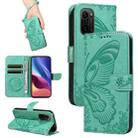 For Xiaomi Redmi K40 / K40 Pro Swallowtail Butterfly Embossed Leather Phone Case(Green) - 1