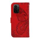 For Xiaomi Poco F3 / 11i Swallowtail Butterfly Embossed Leather Phone Case(Red) - 3