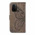 For Xiaomi Poco F3 / 11i Swallowtail Butterfly Embossed Leather Phone Case(Grey) - 3