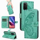 For Xiaomi Poco F3 / 11i Swallowtail Butterfly Embossed Leather Phone Case(Green) - 1