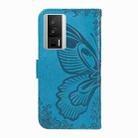 For Xiaomi Redmi K60 / K60 Pro Swallowtail Butterfly Embossed Leather Phone Case(Blue) - 3