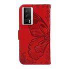 For Xiaomi Redmi K60 / K60 Pro Swallowtail Butterfly Embossed Leather Phone Case(Red) - 3