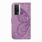 For Xiaomi Redmi K60 / K60 Pro Swallowtail Butterfly Embossed Leather Phone Case(Purple) - 3