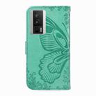 For Xiaomi Redmi K60 / K60 Pro Swallowtail Butterfly Embossed Leather Phone Case(Green) - 3