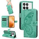 For Xiaomi Redmi K70E Swallowtail Butterfly Embossed Leather Phone Case(Green) - 1