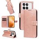 For Xiaomi Redmi K70E Swallowtail Butterfly Embossed Leather Phone Case(Rose Gold) - 1
