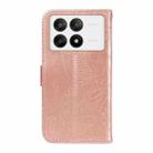 For Xiaomi Redmi K70E Swallowtail Butterfly Embossed Leather Phone Case(Rose Gold) - 3