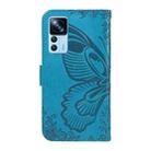 For Xiaomi Redmi K50 Ultra Swallowtail Butterfly Embossed Leather Phone Case(Blue) - 3