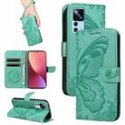 For Xiaomi Redmi K50 Ultra Swallowtail Butterfly Embossed Leather Phone Case(Green) - 1