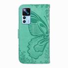 For Xiaomi Redmi K50 Ultra Swallowtail Butterfly Embossed Leather Phone Case(Green) - 3