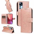 For Xiaomi Redmi K50 Ultra Swallowtail Butterfly Embossed Leather Phone Case(Rose Gold) - 1