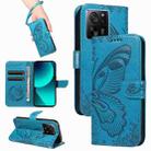 For Xiaomi Redmi K60 Ultra Swallowtail Butterfly Embossed Leather Phone Case(Blue) - 1