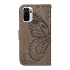 For Xiaomi Redmi Note 10 4G / 10S Swallowtail Butterfly Embossed Leather Phone Case(Grey) - 3