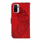 For Xiaomi Poco M5s Swallowtail Butterfly Embossed Leather Phone Case(Red) - 3