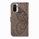 For Xiaomi Poco M5s Swallowtail Butterfly Embossed Leather Phone Case(Grey) - 3