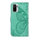 For Xiaomi Poco M5s Swallowtail Butterfly Embossed Leather Phone Case(Green) - 3
