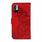 For Xiaomi Redmi Note 10 5G / 10T Swallowtail Butterfly Embossed Leather Phone Case(Red) - 3