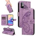 For Xiaomi Redmi Note 10 5G / 10T Swallowtail Butterfly Embossed Leather Phone Case(Purple) - 1