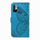 For Xiaomi Poco M3 Pro 5G Swallowtail Butterfly Embossed Leather Phone Case(Blue) - 3