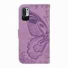 For Xiaomi Poco M3 Pro 5G Swallowtail Butterfly Embossed Leather Phone Case(Purple) - 3