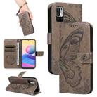For Xiaomi Poco M3 Pro 5G Swallowtail Butterfly Embossed Leather Phone Case(Grey) - 1