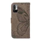 For Xiaomi Poco M3 Pro 5G Swallowtail Butterfly Embossed Leather Phone Case(Grey) - 3