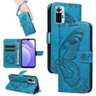 For Xiaomi Redmi Note 10 Pro 4G Swallowtail Butterfly Embossed Leather Phone Case(Blue) - 1