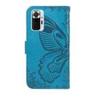 For Xiaomi Redmi Note 10 Pro 4G Swallowtail Butterfly Embossed Leather Phone Case(Blue) - 3