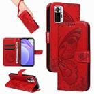 For Xiaomi Redmi Note 10 Pro 4G Swallowtail Butterfly Embossed Leather Phone Case(Red) - 1