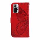 For Xiaomi Redmi Note 10 Pro 4G Swallowtail Butterfly Embossed Leather Phone Case(Red) - 3
