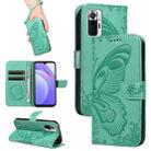 For Xiaomi Redmi Note 10 Pro 4G Swallowtail Butterfly Embossed Leather Phone Case(Green) - 1