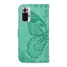 For Xiaomi Redmi Note 10 Pro 4G Swallowtail Butterfly Embossed Leather Phone Case(Green) - 3