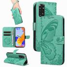For Xiaomi Redmi Note 11 4G / 11S Swallowtail Butterfly Embossed Leather Phone Case(Green) - 1