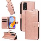 For Xiaomi Redmi Note 11 4G / 11S Swallowtail Butterfly Embossed Leather Phone Case(Rose Gold) - 1