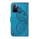 For Xiaomi Poco M4 Pro 5G Swallowtail Butterfly Embossed Leather Phone Case(Blue) - 3