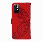 For Xiaomi Poco M4 Pro 5G Swallowtail Butterfly Embossed Leather Phone Case(Red) - 3