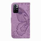 For Xiaomi Poco M4 Pro 5G Swallowtail Butterfly Embossed Leather Phone Case(Purple) - 3