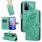 For Xiaomi Poco M4 Pro 5G Swallowtail Butterfly Embossed Leather Phone Case(Green) - 1