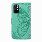 For Xiaomi Poco M4 Pro 5G Swallowtail Butterfly Embossed Leather Phone Case(Green) - 3