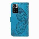 For Xiaomi Redmi Note 11 Pro 5G / 4G Swallowtail Butterfly Embossed Leather Phone Case(Blue) - 3