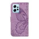 For Xiaomi Redmi Note 12 4G Global Swallowtail Butterfly Embossed Leather Phone Case(Purple) - 3