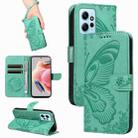 For Xiaomi Redmi Note 12 4G Global Swallowtail Butterfly Embossed Leather Phone Case(Green) - 1